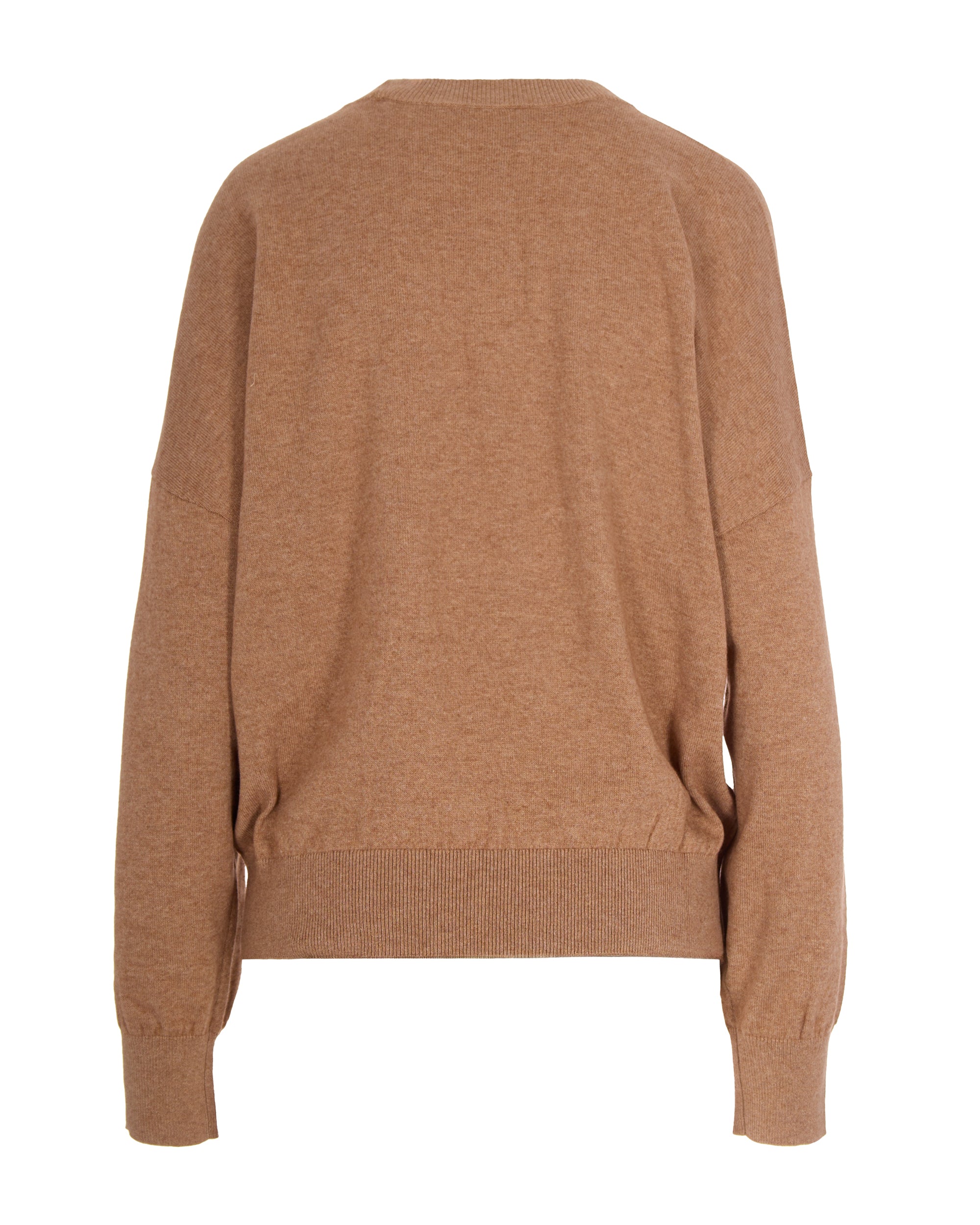Camel Knit Sweater with Abstract Logo Design