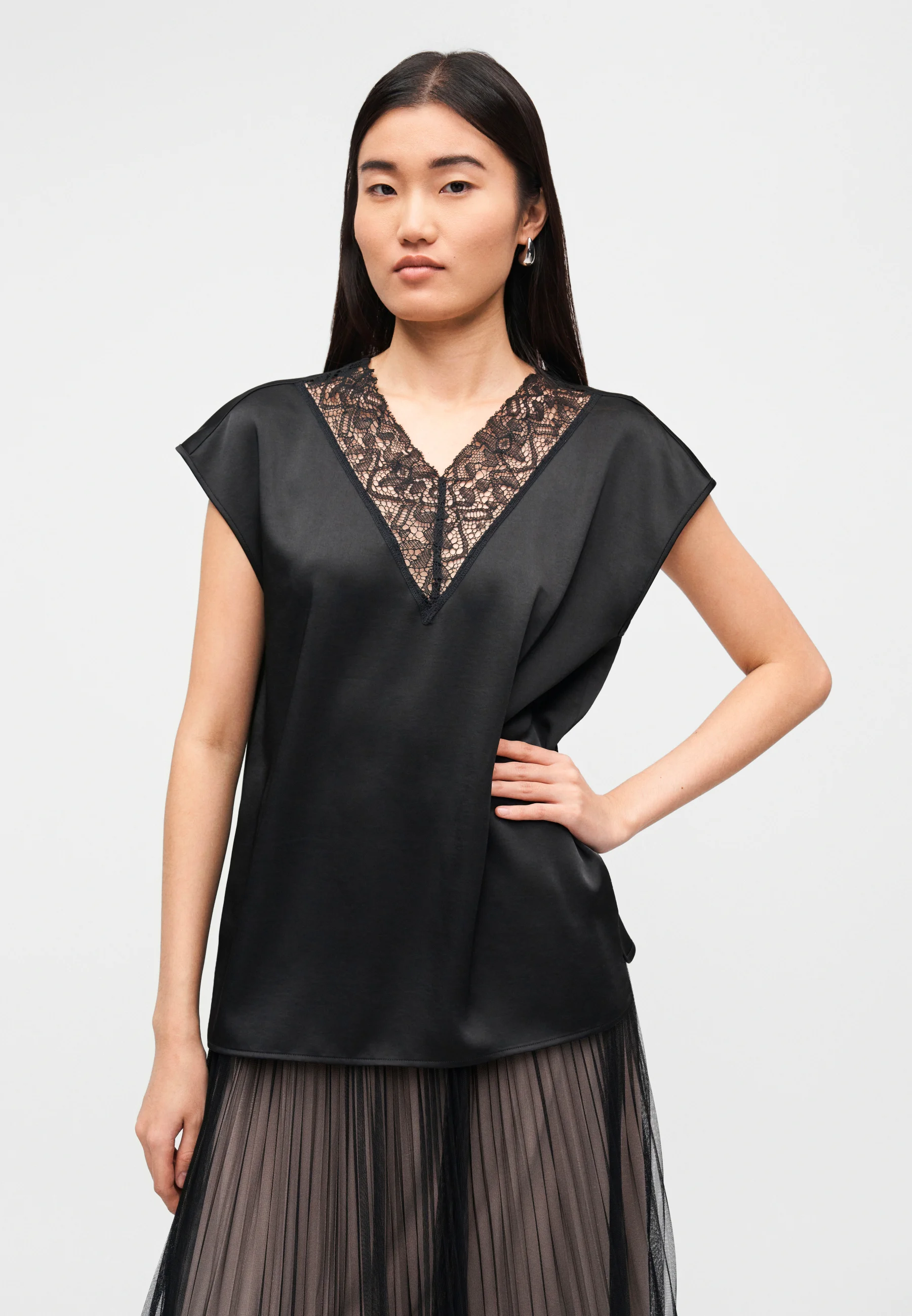 Black Cotton Blend Tank Top