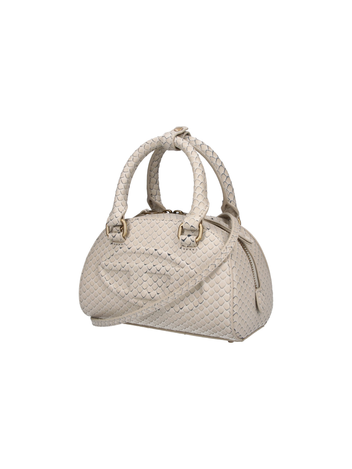 Beige 1dr Dome Textured Leather Bag