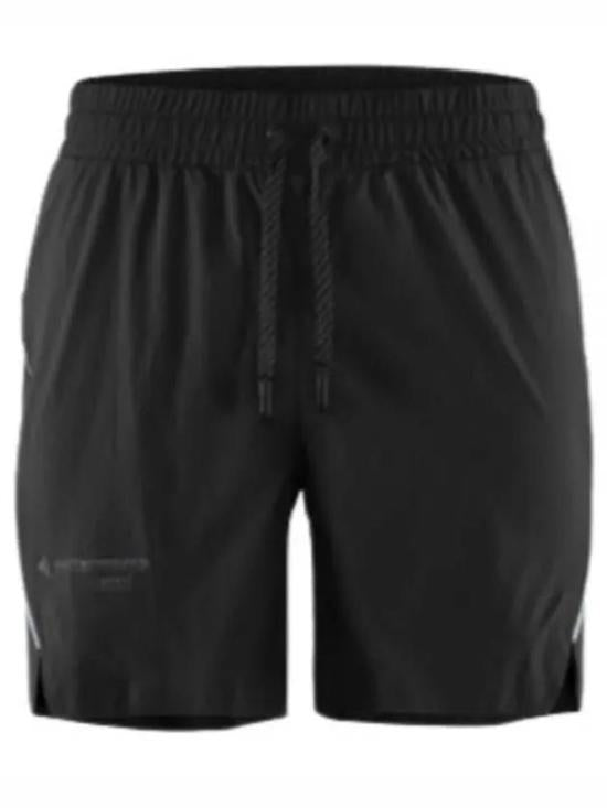 Minimalist Black Shorts With Adjustable Waistband And Reflective Details