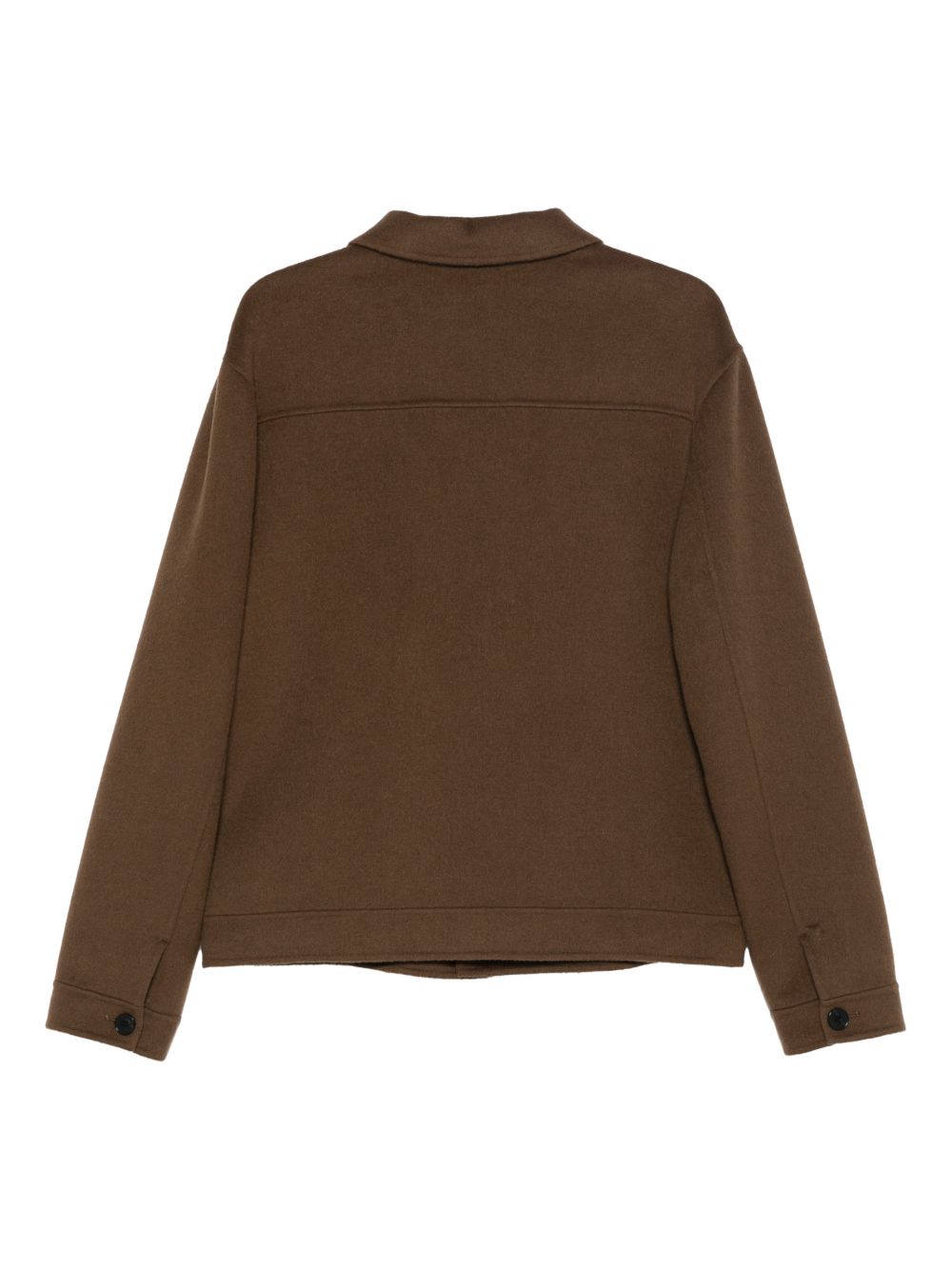 Brown Double Wool Jacket With Patch Pockets