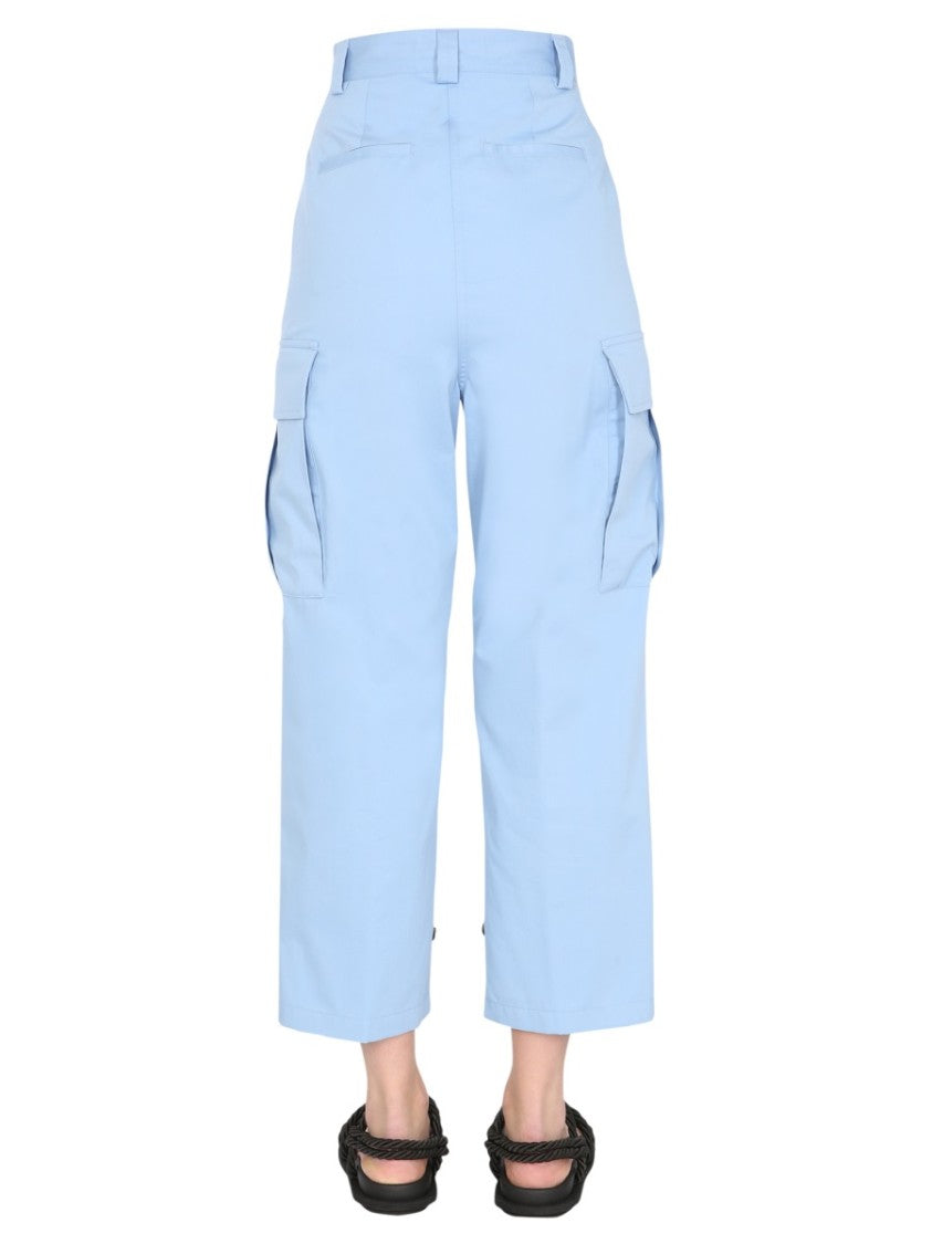 Cropped Cargo Pants With Buttoned Hem