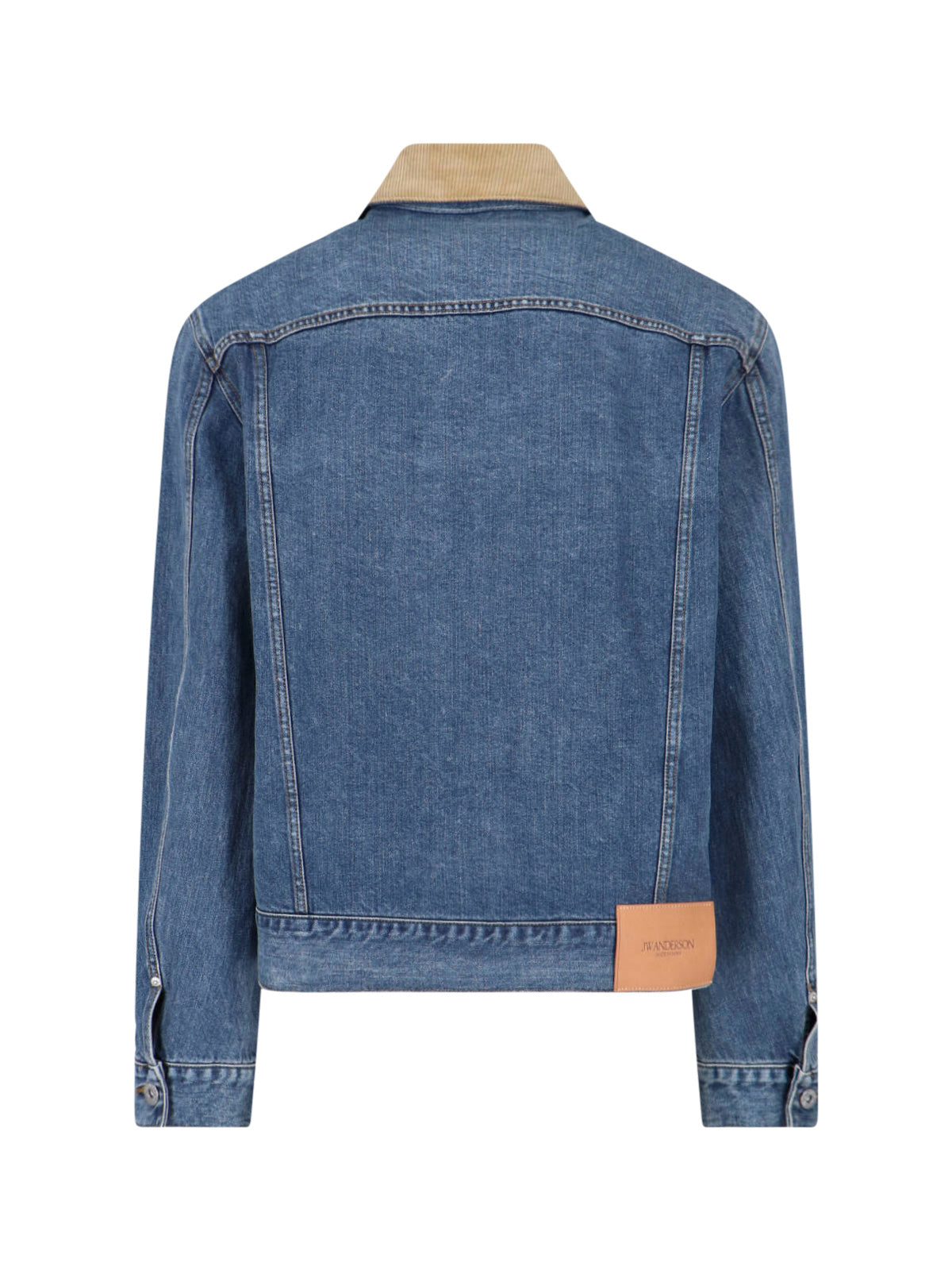 Blue Contrast Corduroy Collar Denim Jacket