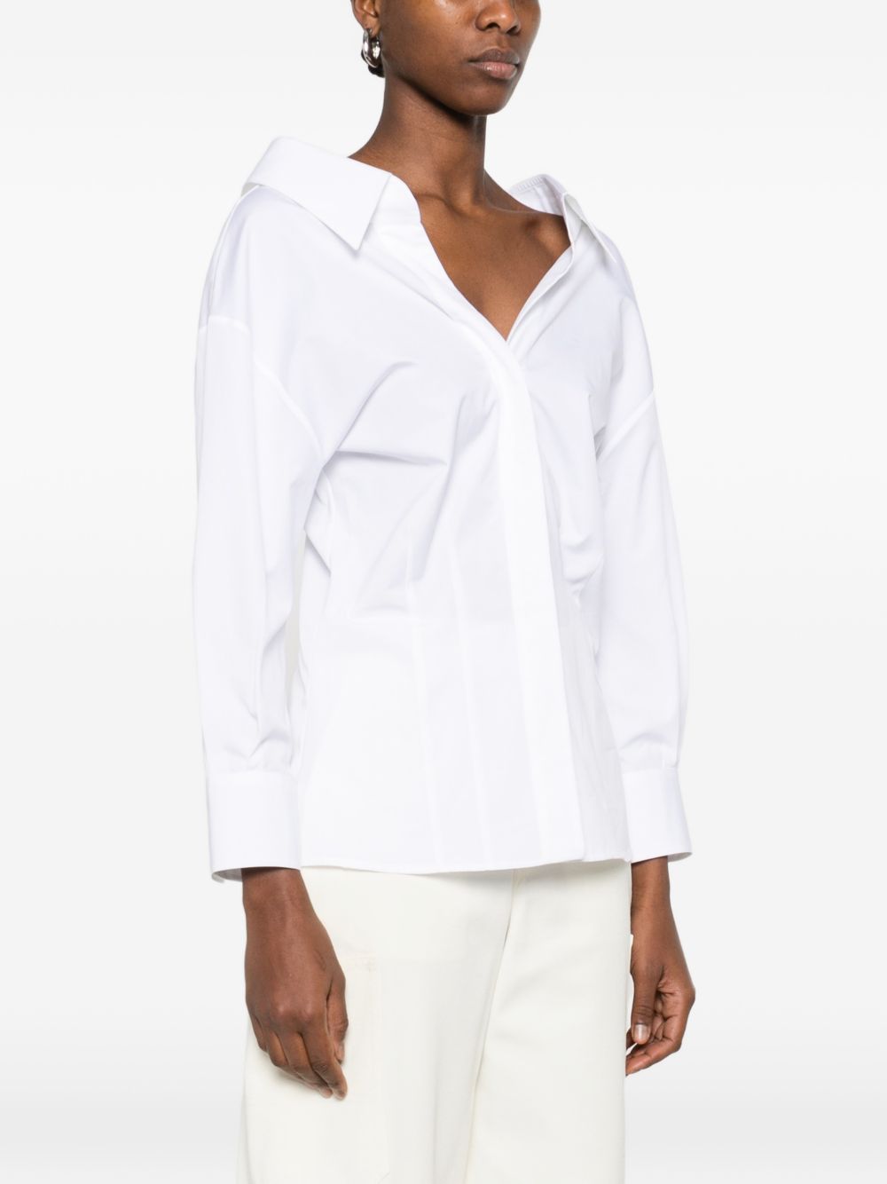Structured White Silk and Nylon Top