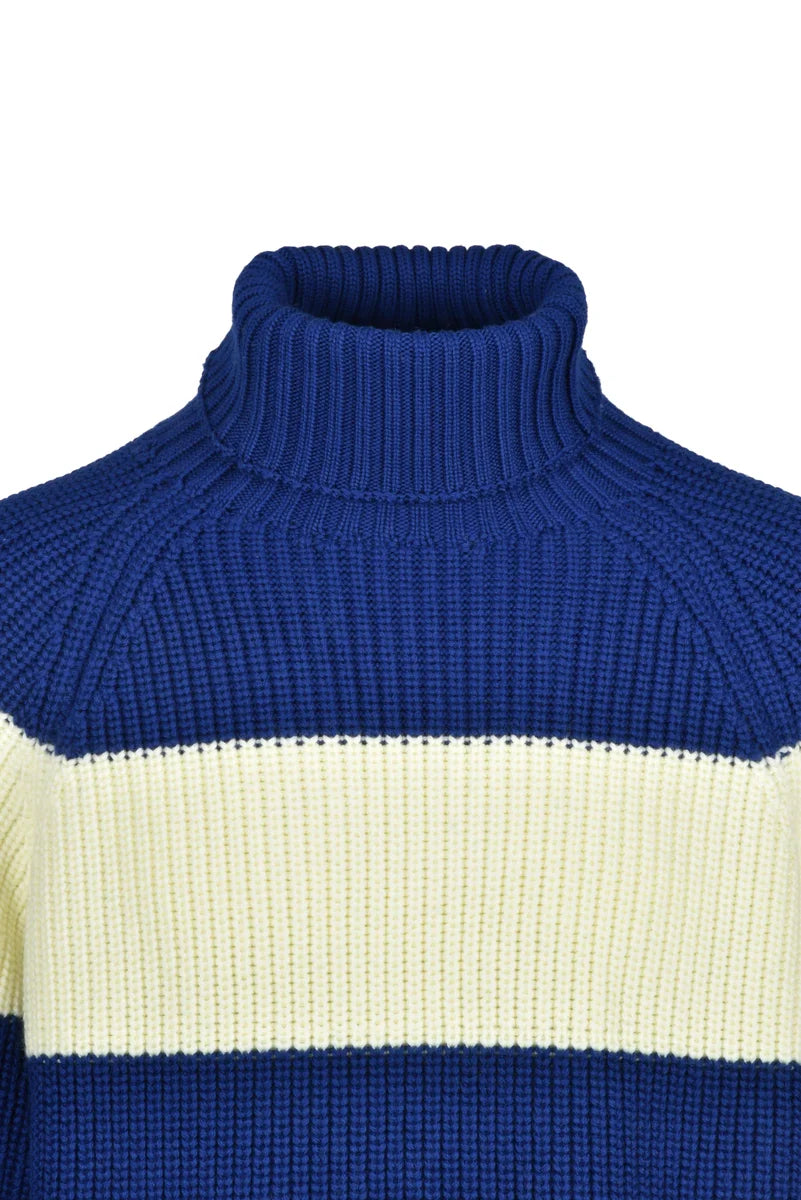 High Neck Sweater Virgin Wool - Blue/Yellow