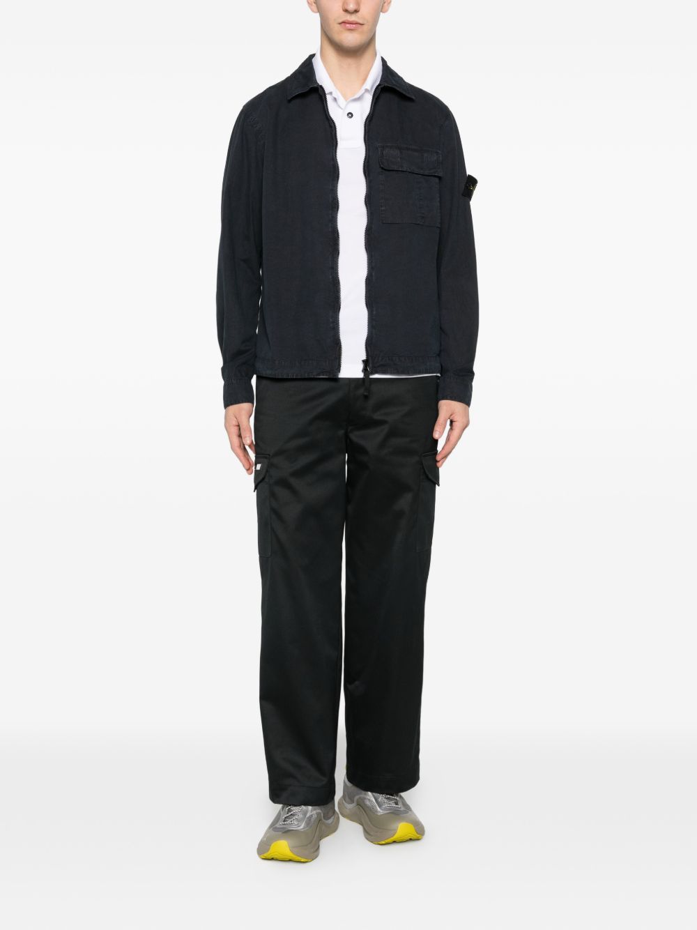 Classic Collar Casual Shirt With Double-Slider Zip
