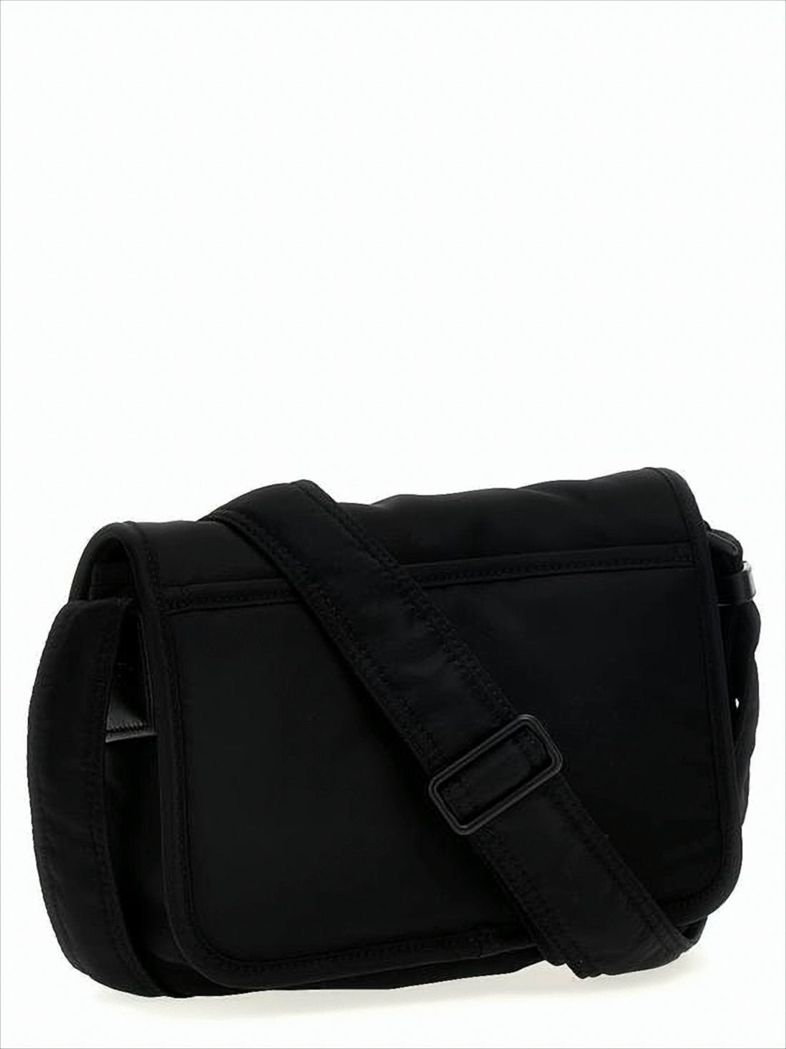 Structured Black Crossbody Bag with Flap Closure