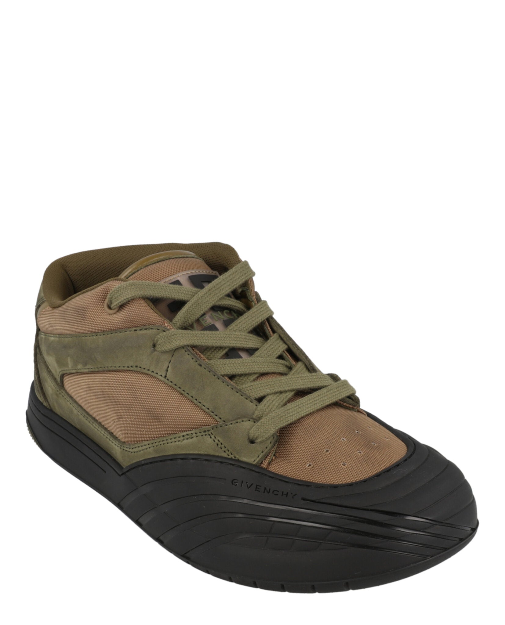 Suede Trimmed Mid-Top Sneakers
