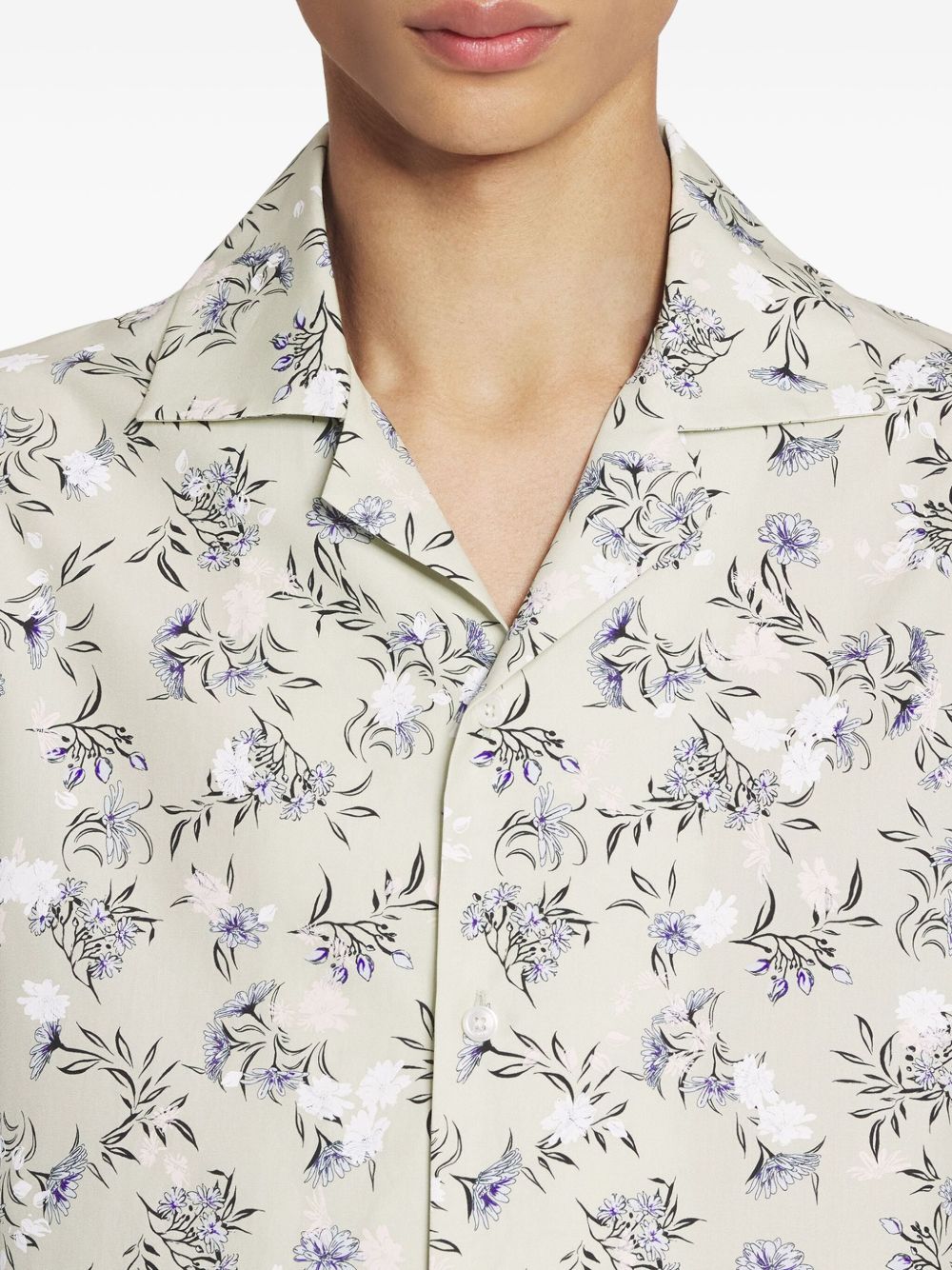 Short-Sleeved Shirt with All-Over Floral Print