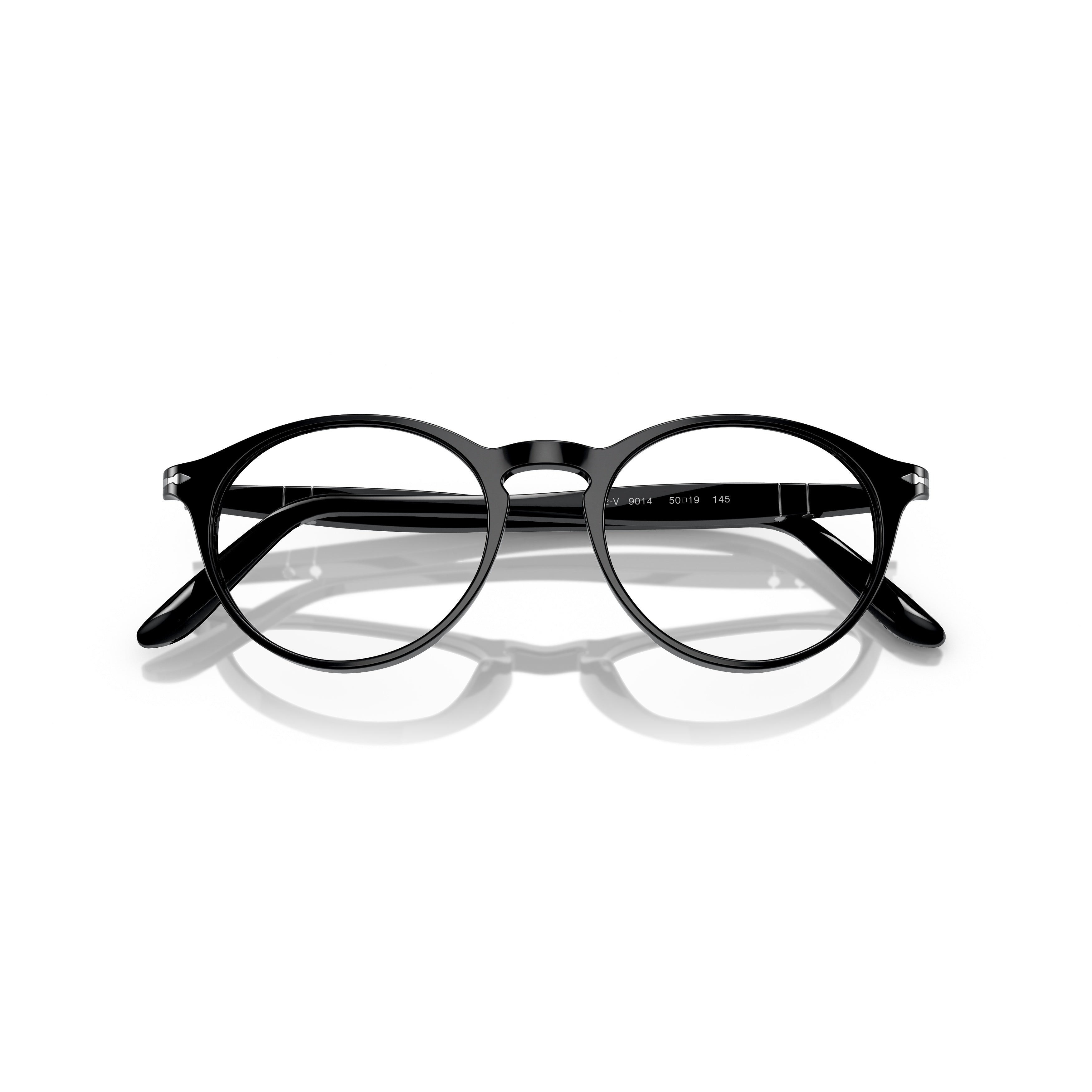 0po3092v Glossy Black Acetate Round Frame Eyeglasses
