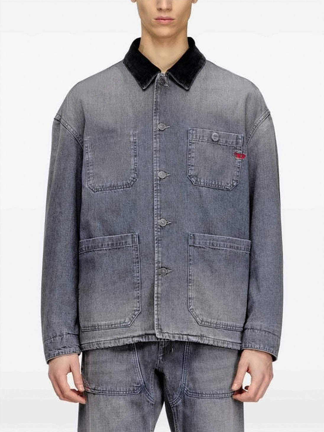 Relaxed-Fit Faded Grey Denim Jacket