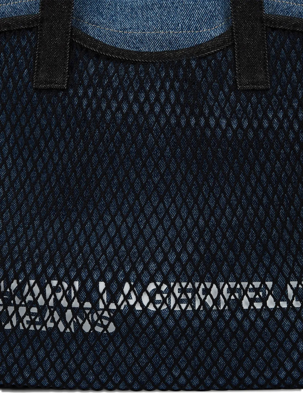 Spacious Tote with Black Mesh and Denim Lining
