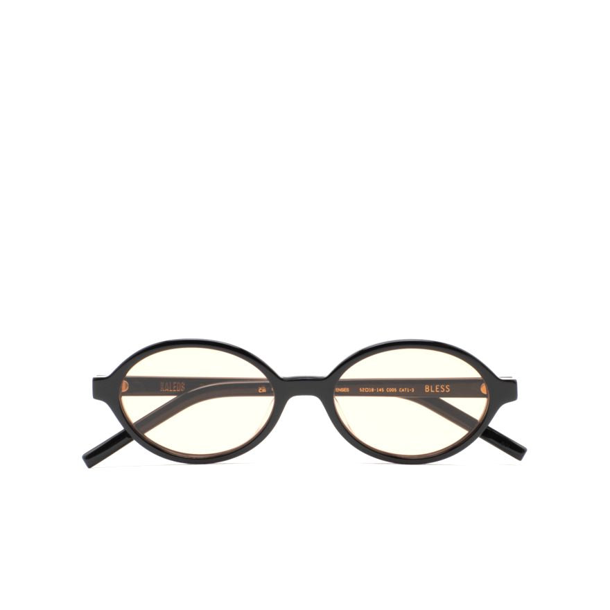 Bless Oval-Shaped Thin Frame Sunglasses with Yellow-Tinted Lenses