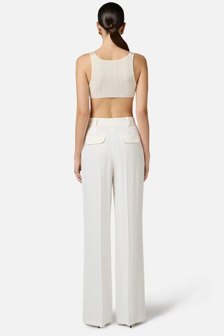 Tailored High-Waisted Trousers In Soft Viscose-Linen Blend