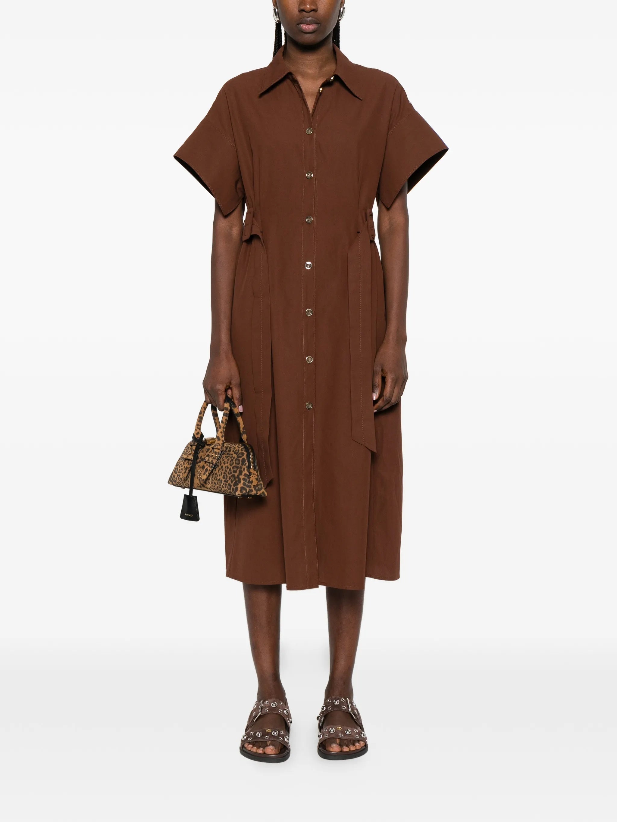 Alesha Midi Wide-Sleeve Fabric Dress