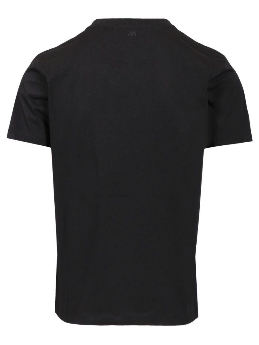 Short-Sleeved Black Cotton T-Shirt With Embroidered Logo