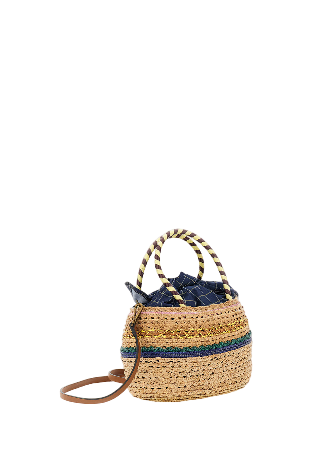Woven Straw Handbag with Circular Handles
