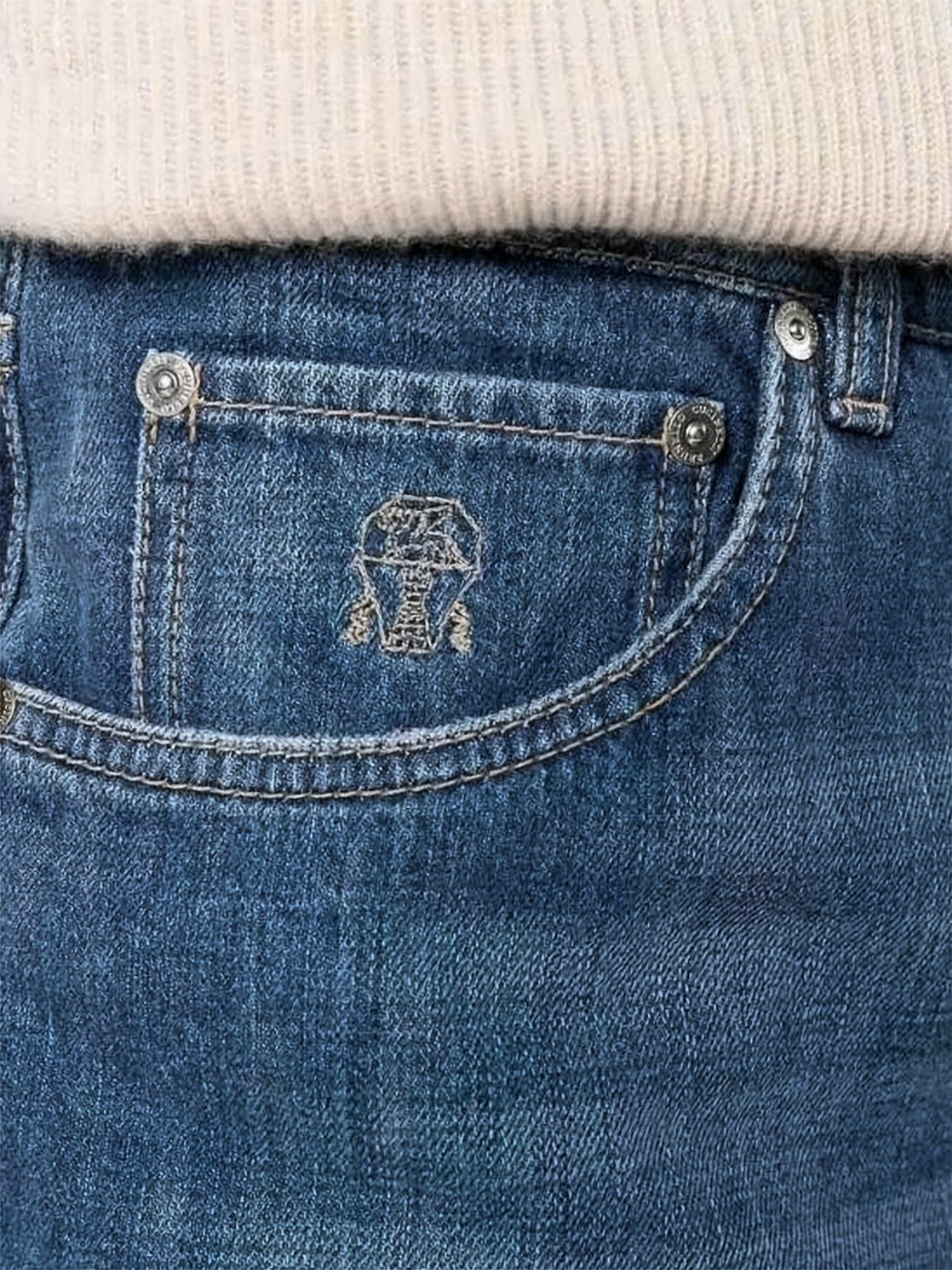 Medium Wash Straight-Leg Denim Pants