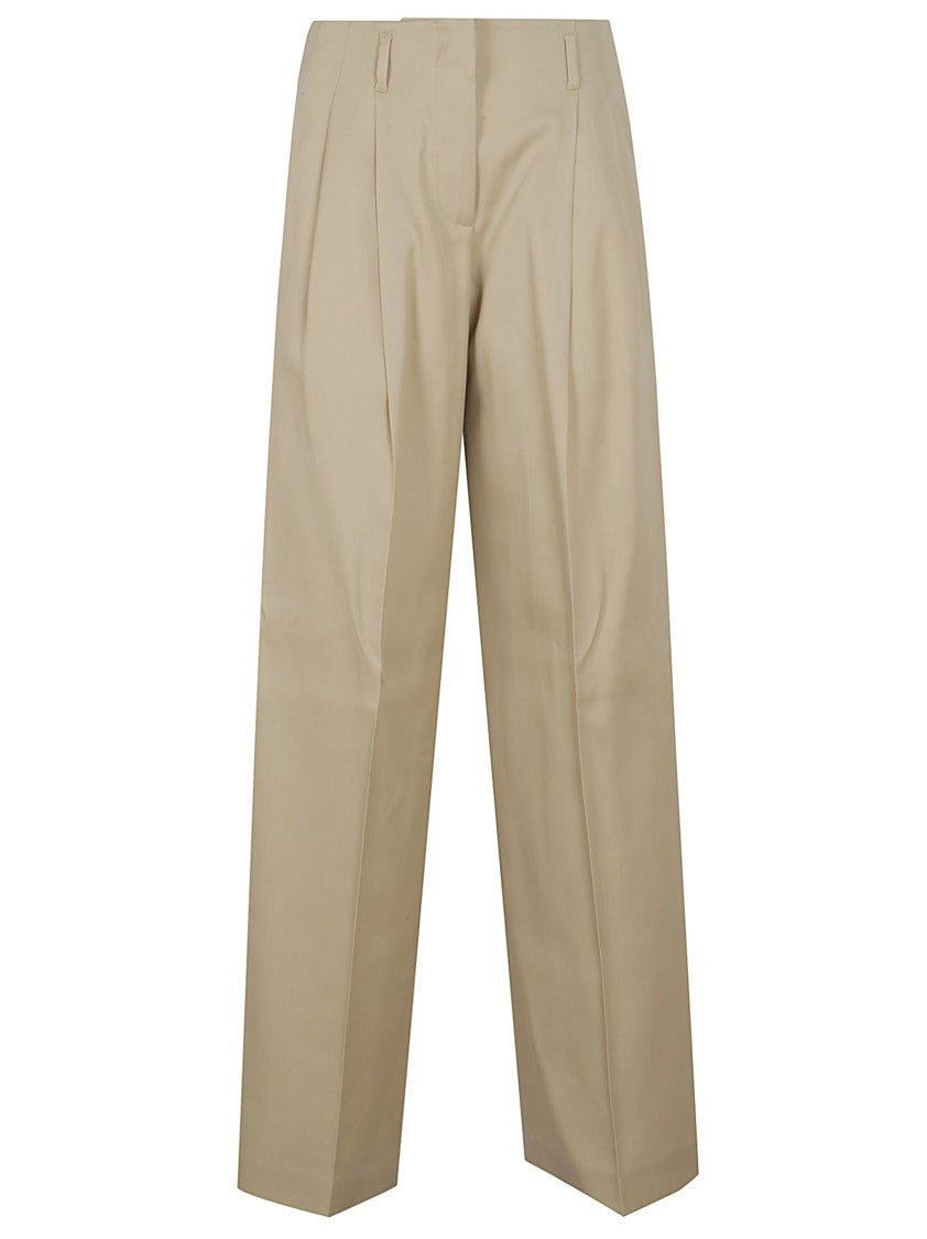 Wide-Leg Trousers With Box-Pleat Detail