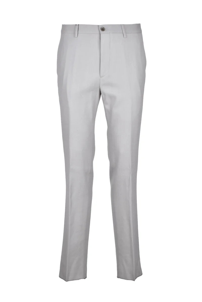 Wool Stretch Trousers - Light Grey