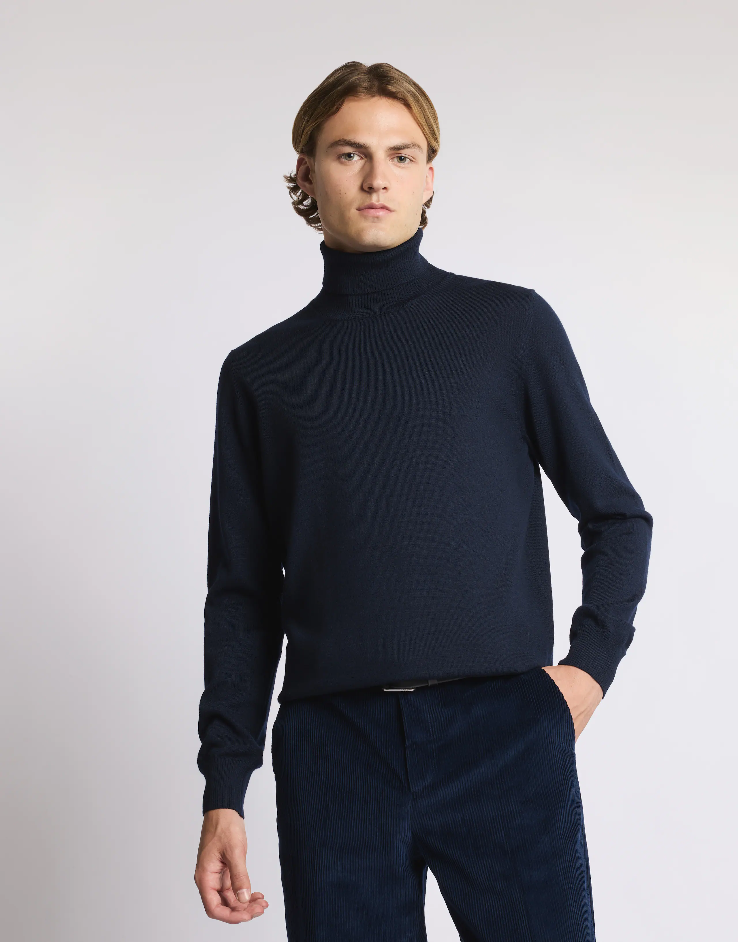 Timeless Navy Blue Turtleneck Sweater