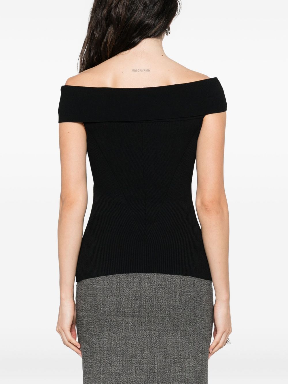 Fitted Off-Shoulder Ribbed Texture Top