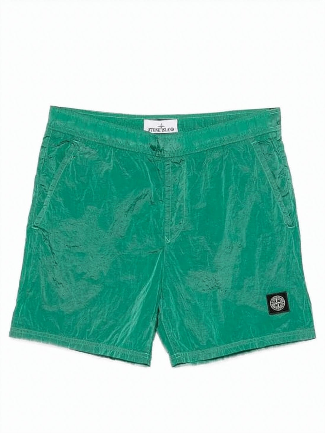 Green Polyamide Shorts with Elasticated Waistband