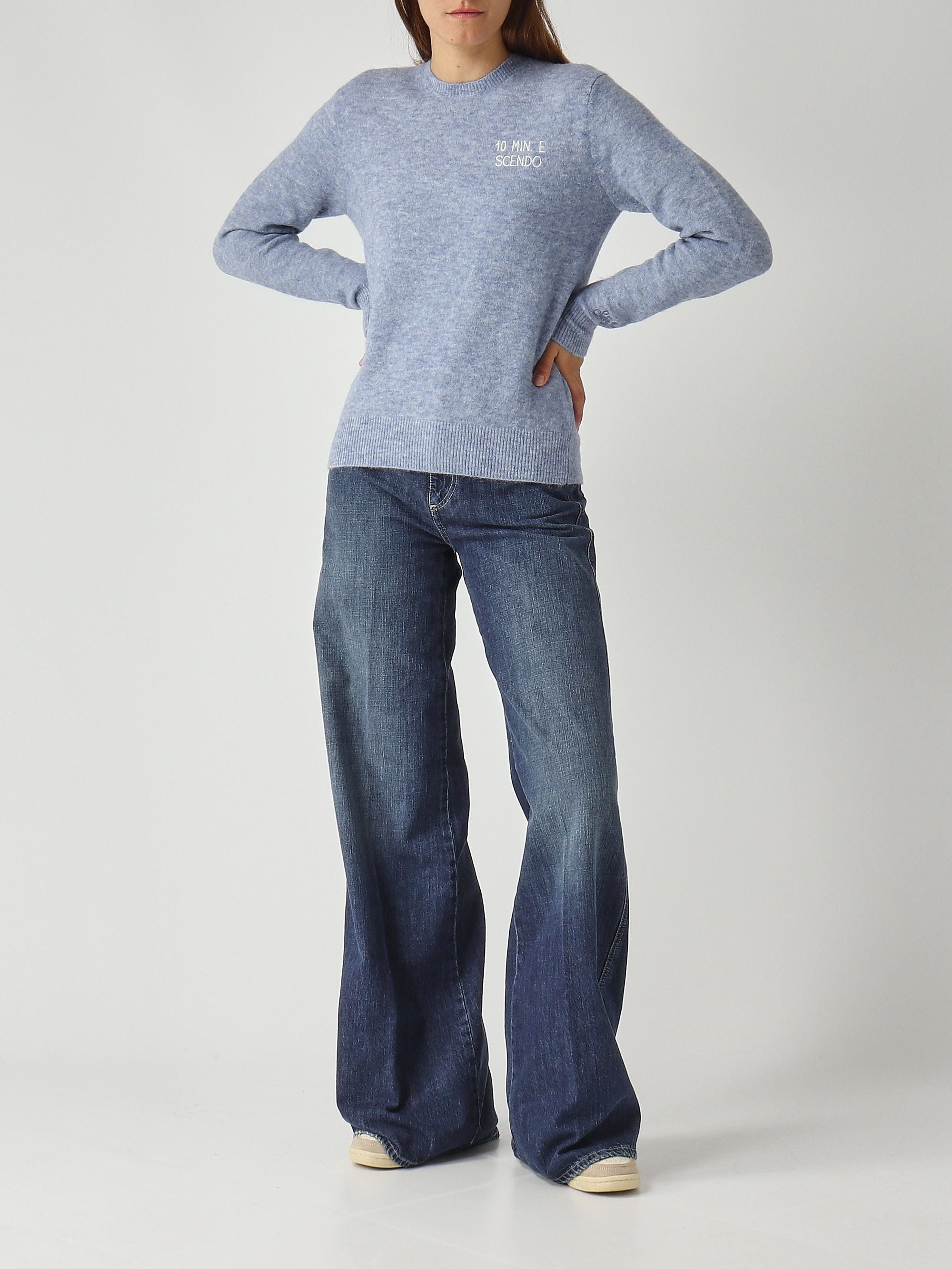 Alpaca Knit Sweater With Ribbed Finishing