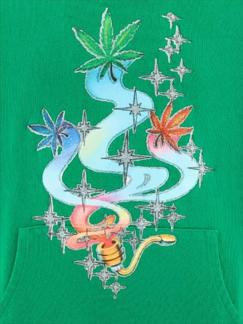 Green Hoodie with Graphic Leaf Design