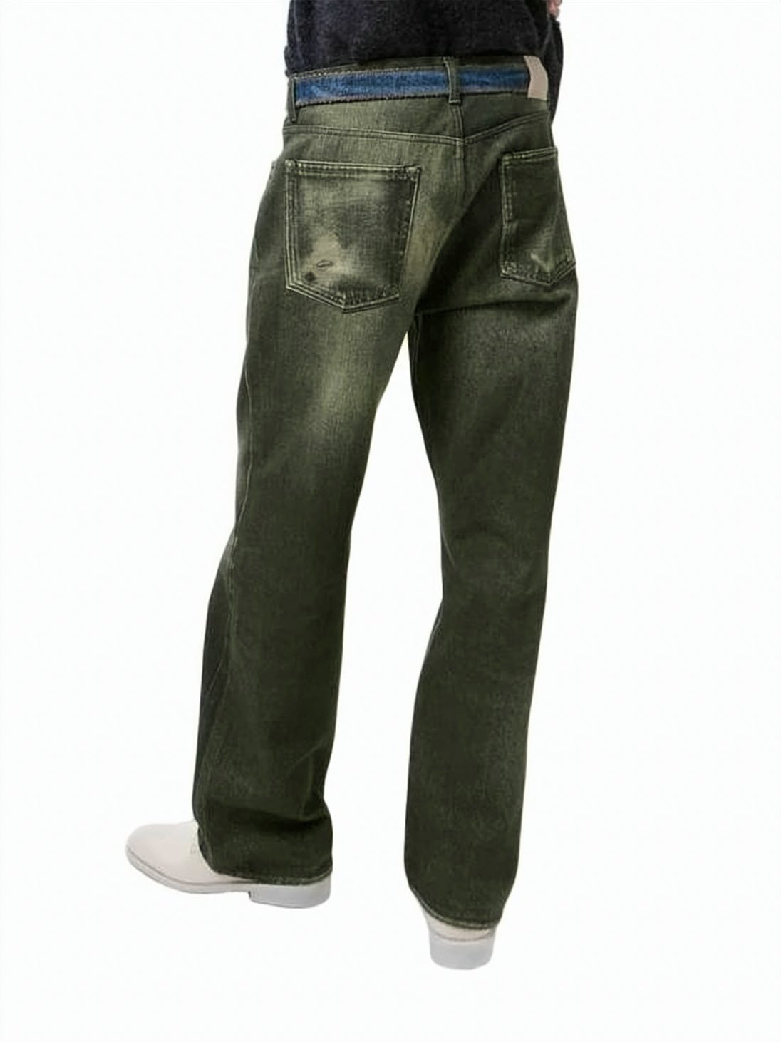 Straight-Leg Denim Pants with Vintage Finish