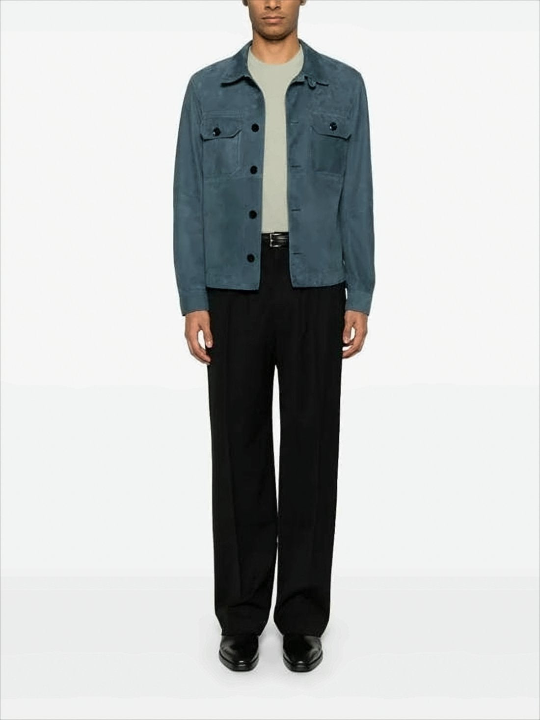 Structured Smooth Leather Jacket with Classic Collar