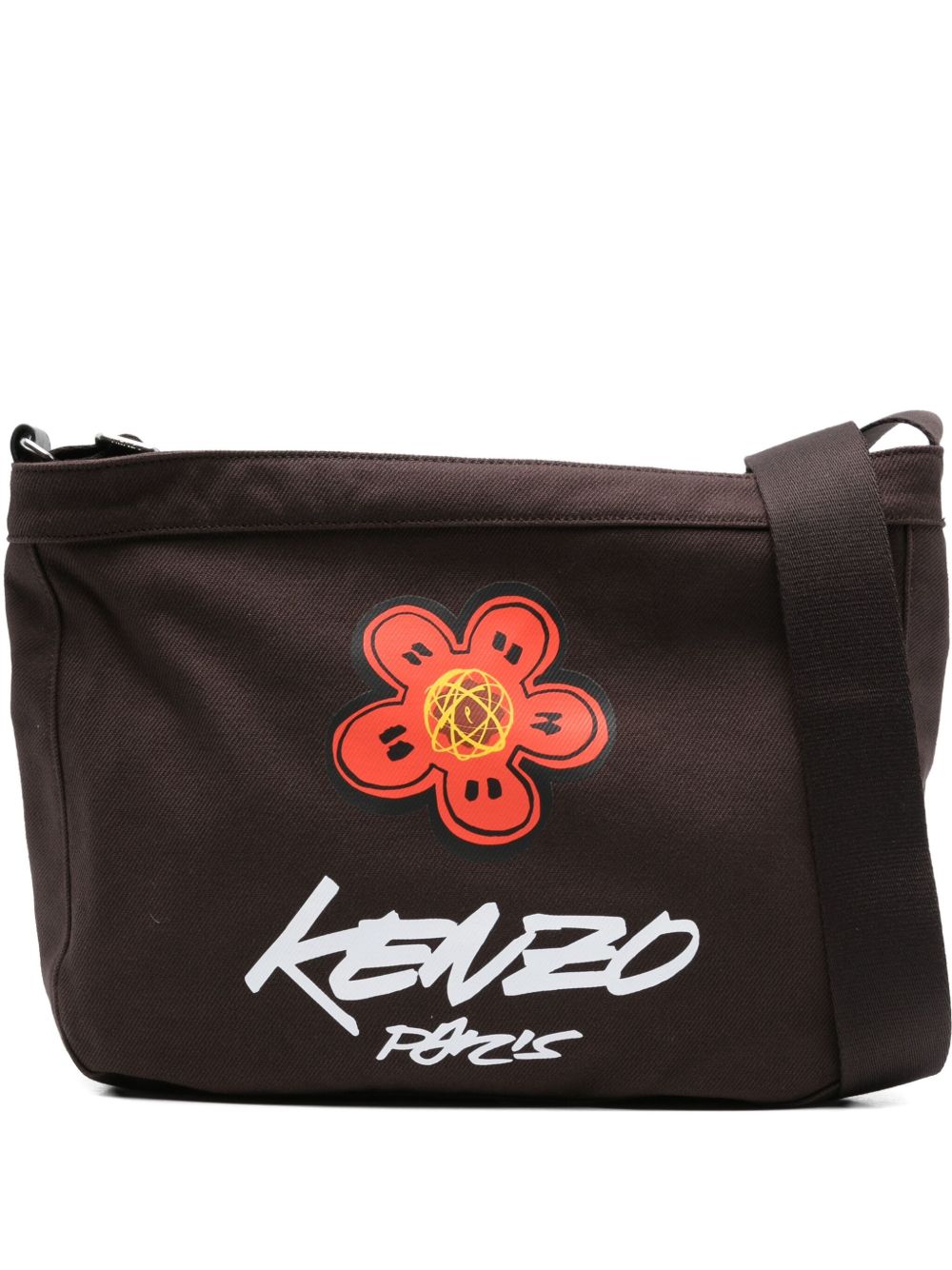 Rectangular Crossbody Bag With Graphic Floral Design