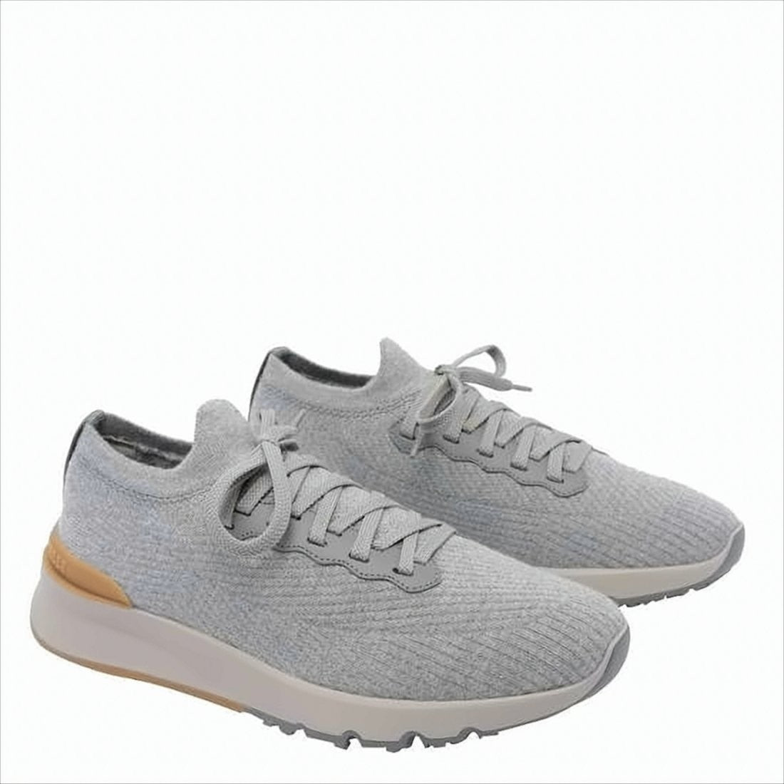 Knitted Wool Sneakers With Textured Upper And Branding Detail