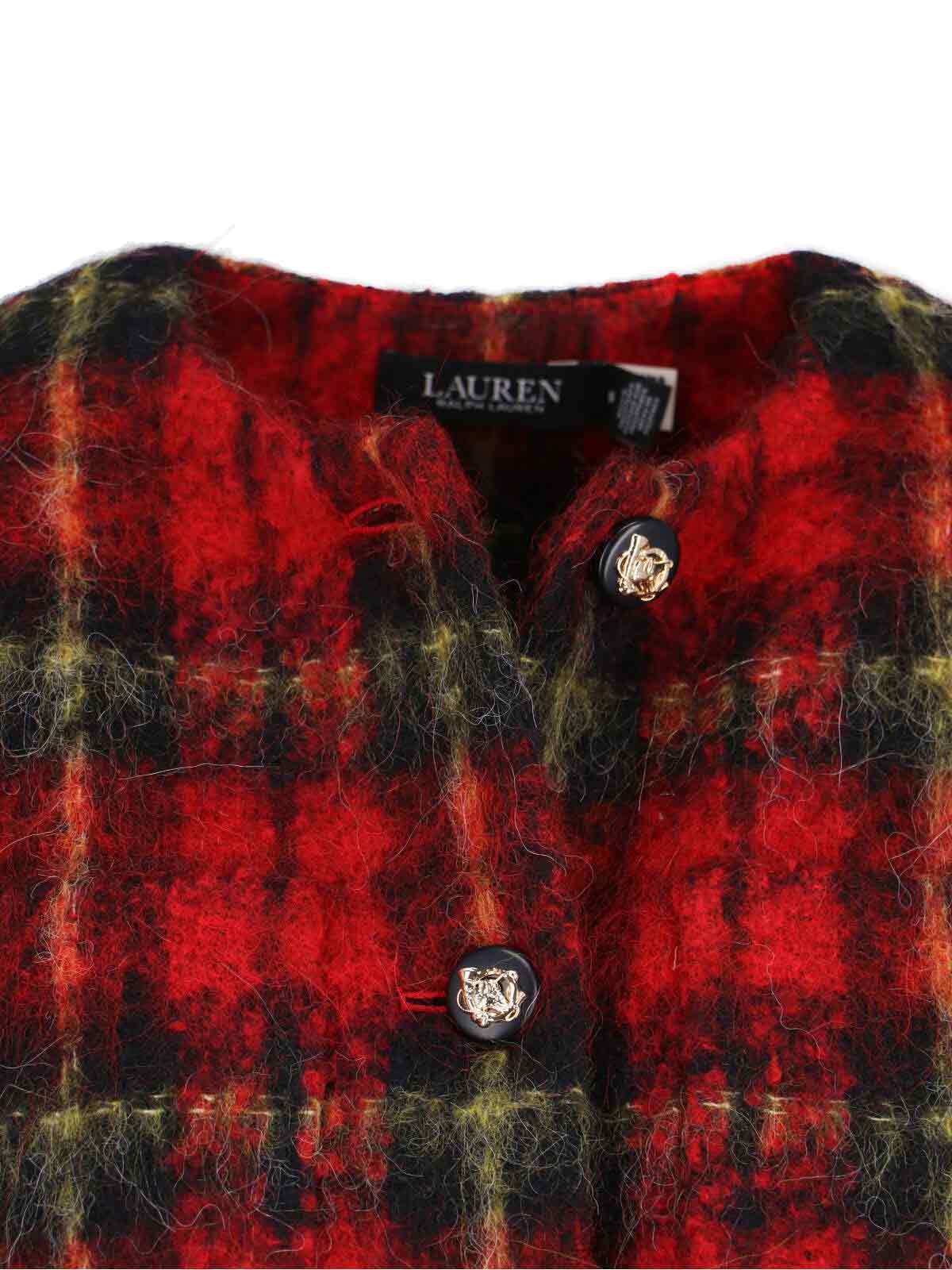 Cropped Red Plaid Tweed Jacket