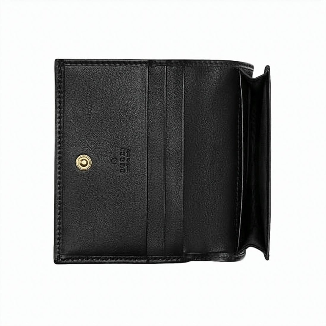 Quilted Black Calf Leather Card Case with Double-G Logo