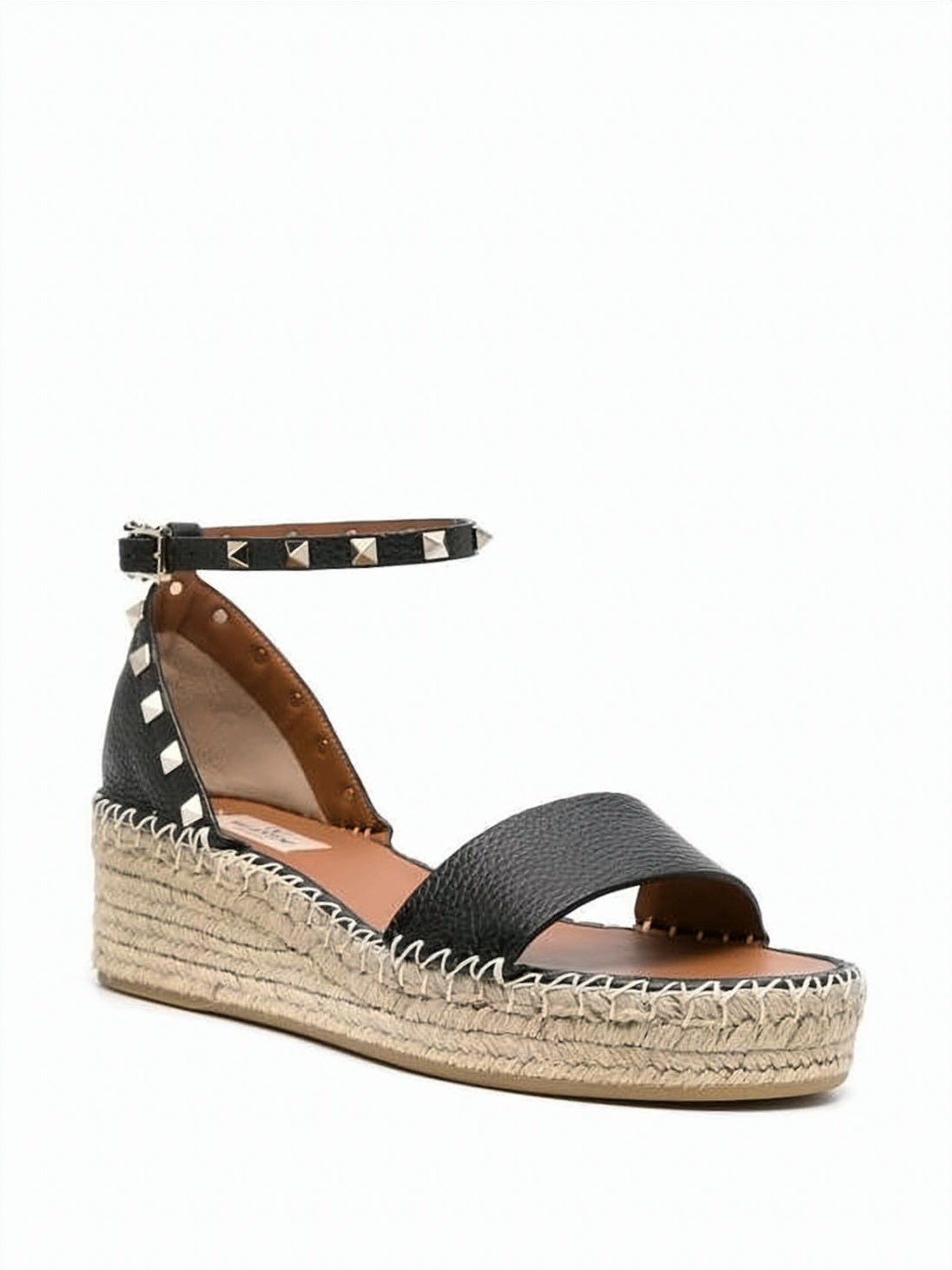 Black Textured Leather Sandals