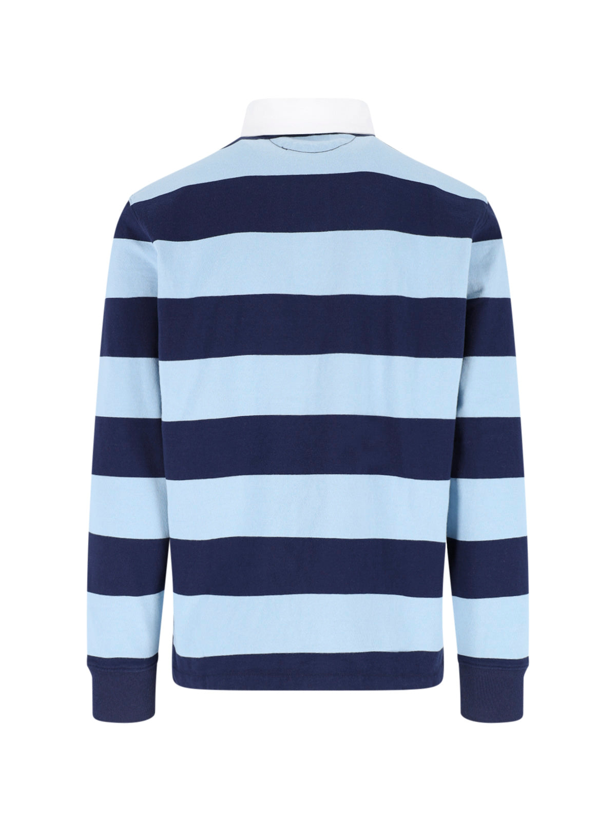 Blue Broad Striped Rugby Polo