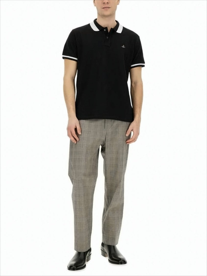 Short-Sleeve Polo Shirt with Contrasting White Trim