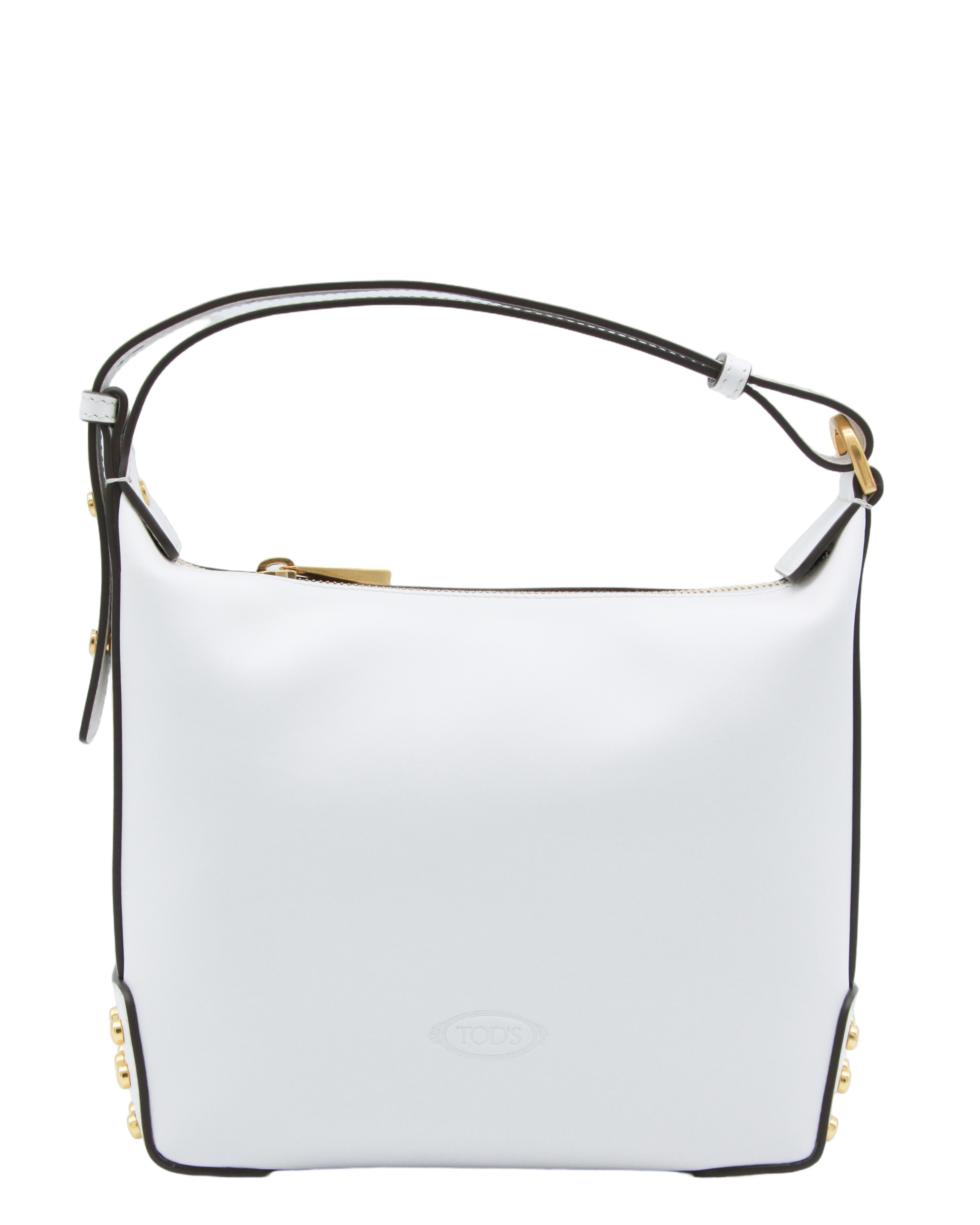 Structured White Leather Handbag