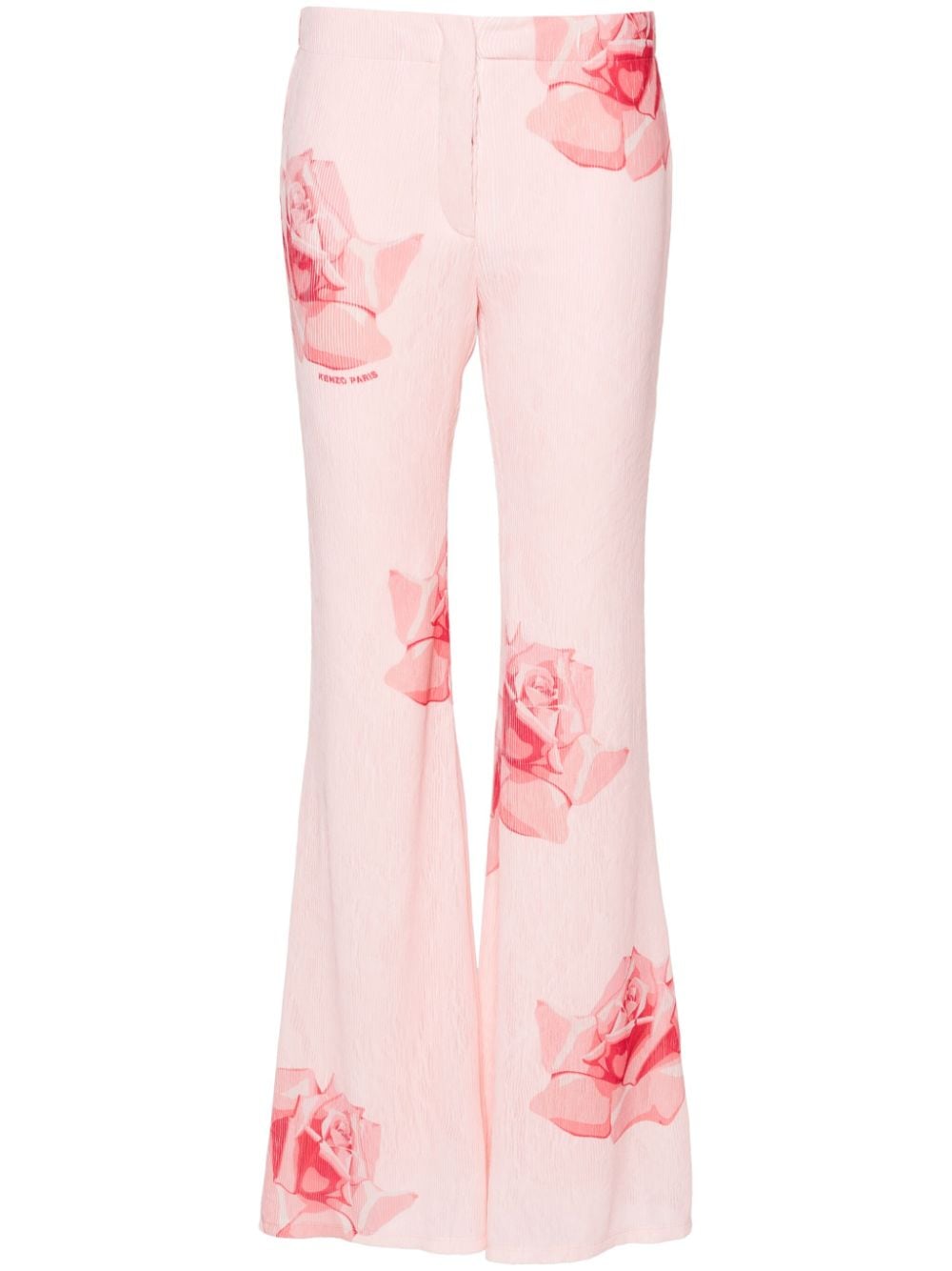 Flared Rose Print Trousers