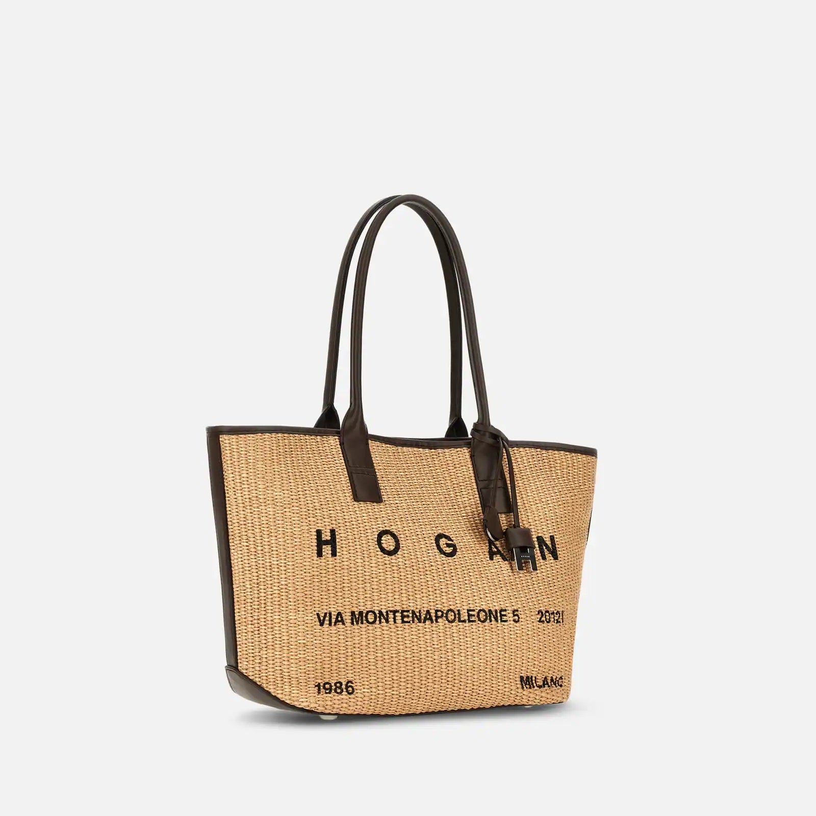 Beige Address Shopping Piccola Raffia Shopping Bag