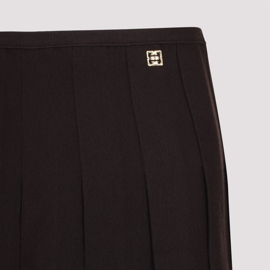 Brown Wool Blend Classic Pleated Skirt