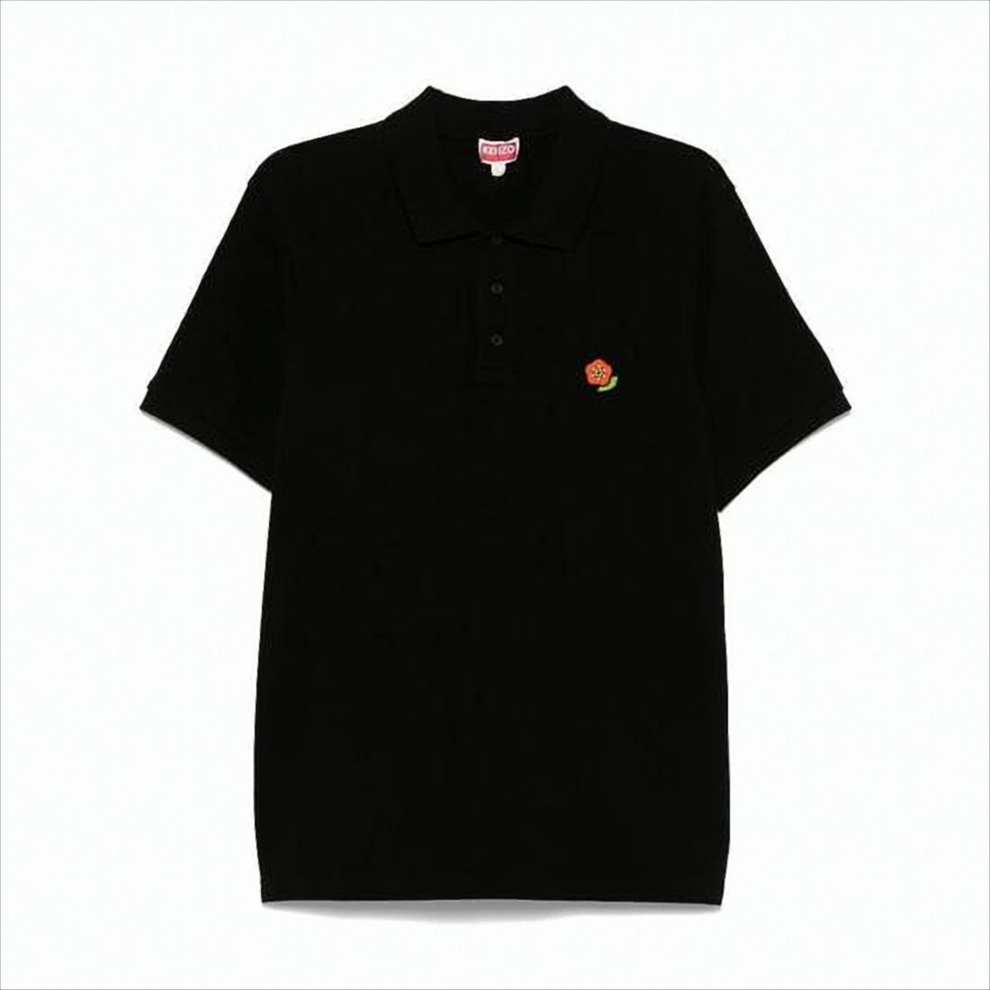 Short-Sleeve Polo Shirt with Embroidered Flower Detail