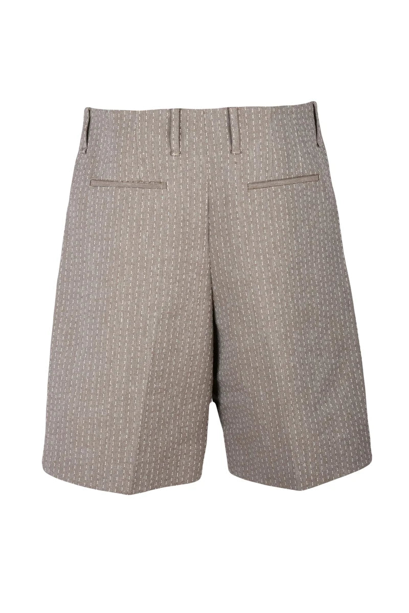 Cotton Linen Bermuda Shorts - Beige