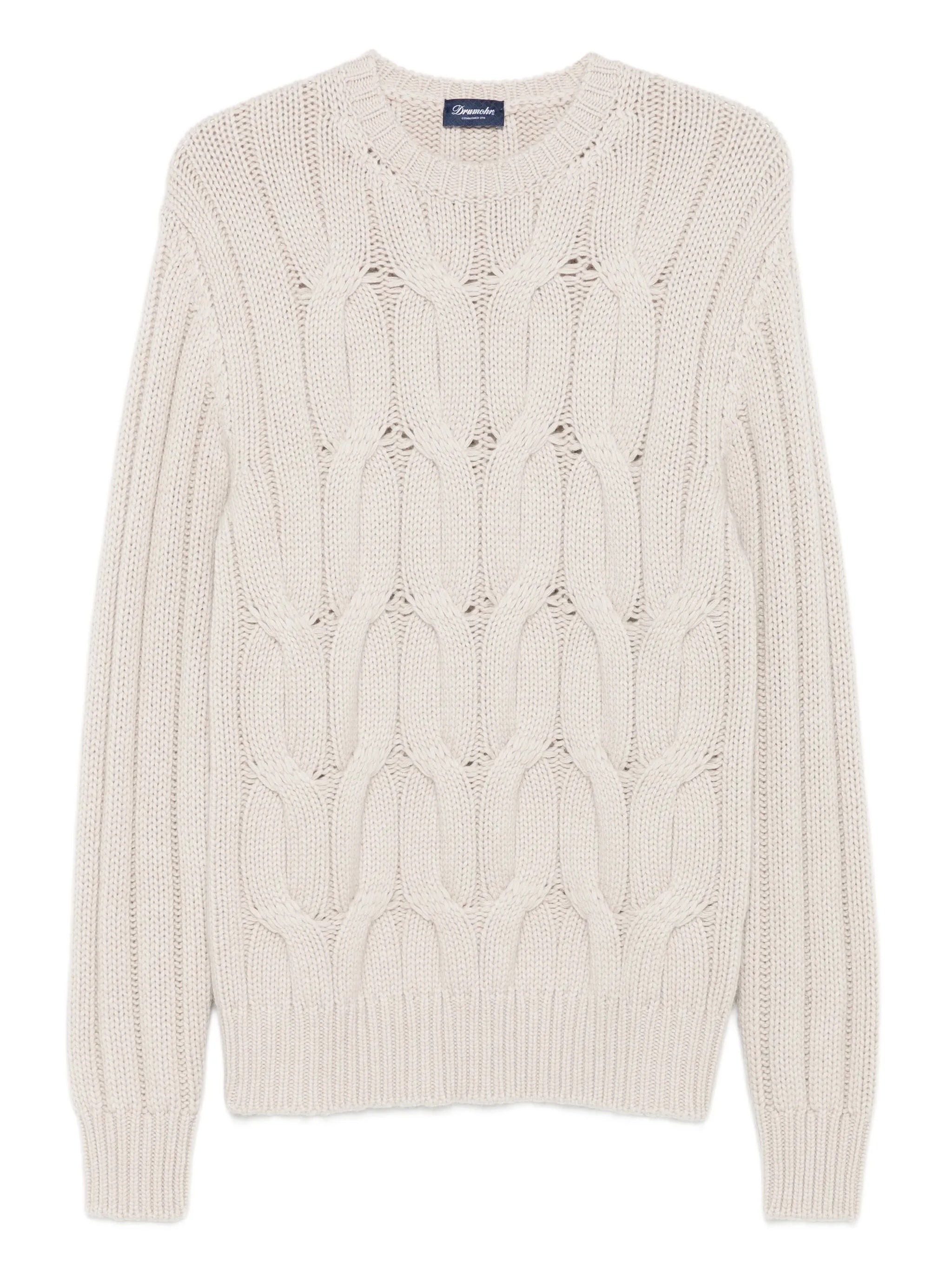 Treccia Cable Knit Crew Neck Sweater