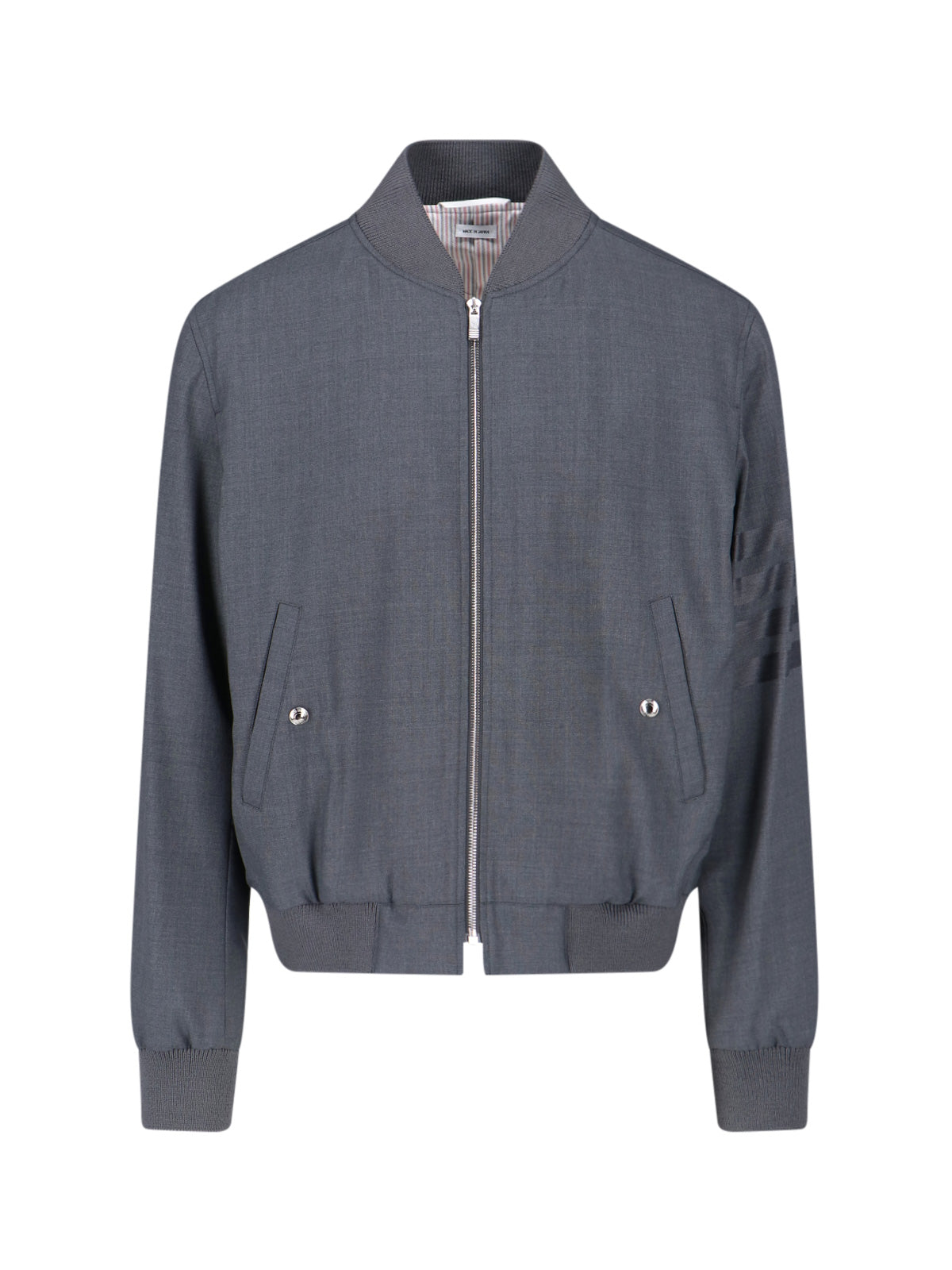Wool Bomber Jacket With Iconic Stripe Details