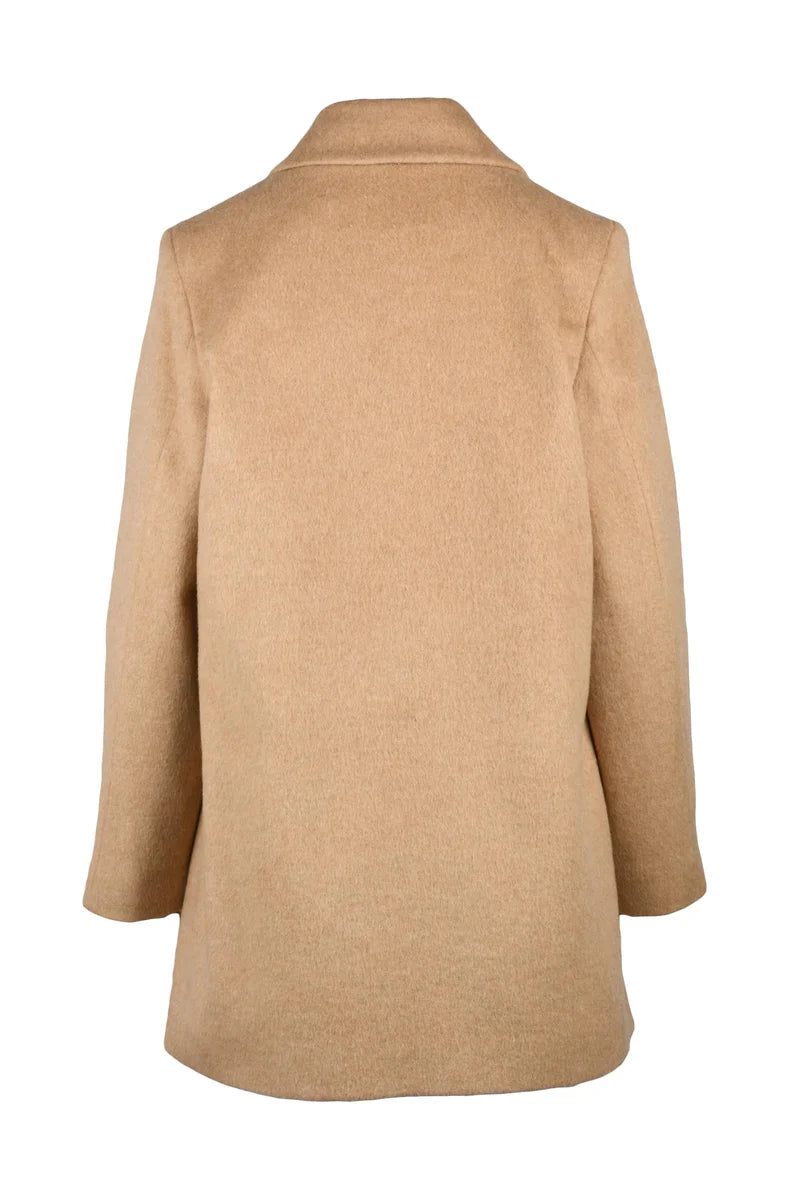 Boxy Beige Coat with Classic Lapel