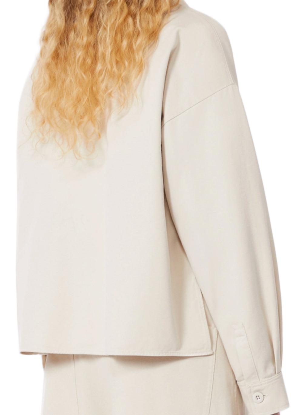 Cropped Jacket with Classic Collar and Asymmetrical Hem