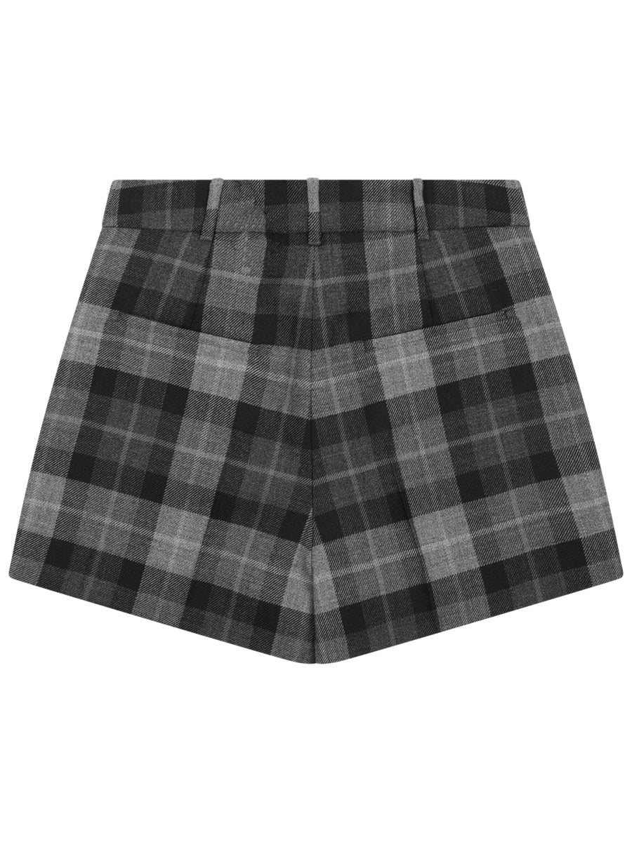 Tailored Grey Tartan Shorts In Virgin Wool