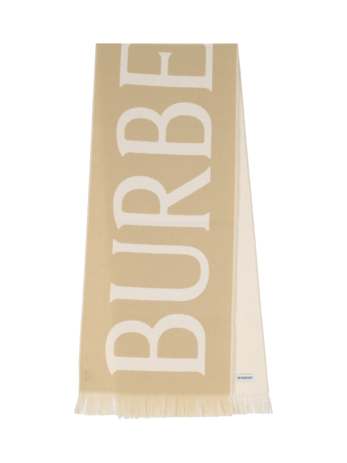 Beige B Shield Reversible Wool Scarf